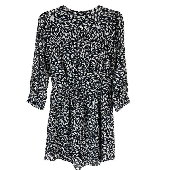 H&M Navy Chiffon Long Sleeve Tie Dress Sz 6 - Picture 2 of 10